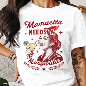 Mamacita Needs A Margarita PNG SVG, Retro Graphic Printable, Trendy Clipart, Vintage Funny Tequila Cocktail Lover Sublimation
