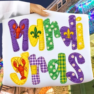 Patchwork Mardi Gras PNG, Mardi Gras PNG, Fleur De Lis PNG, Louisiana Crawfish Shirt Design, Mardi Gras Sublimation Digital Download