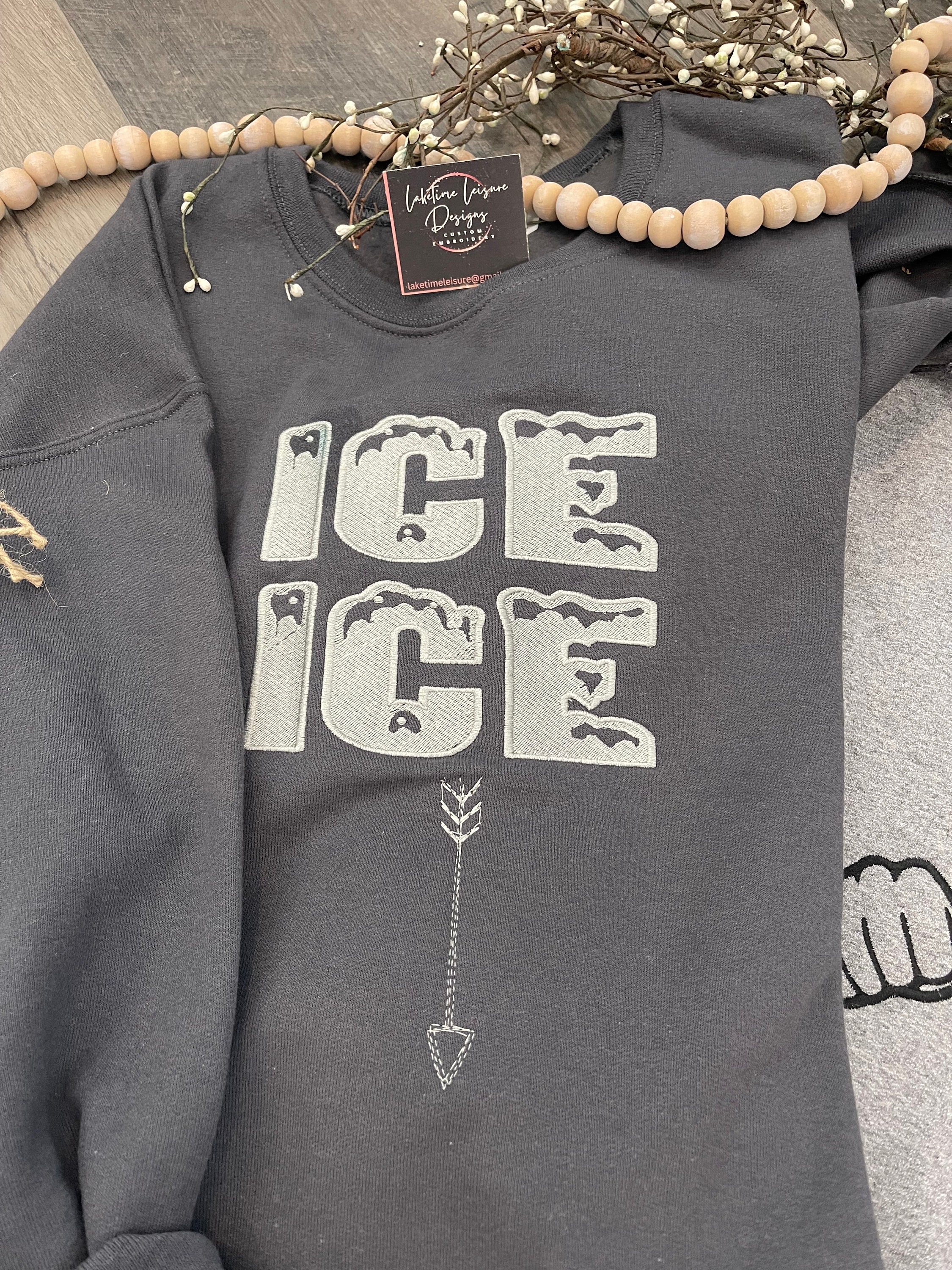 Discover ICE ICE Baby Man behind the bump embroidered hoodie, infant shirt. Custom embroidered