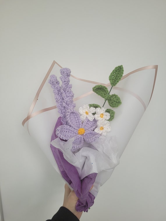  VILLCASE 5 Sets Lavender Bouquet Yarn Crochet Hooks