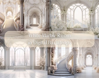 White Marble Room Digital Backdrops, Maternity Wedding Portrait Digital Overlays, Studio Photography Digital Background, Photoshop Overlays