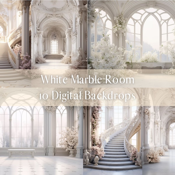 White Marble Room Digital Backdrops, Maternity Wedding Portrait Digital Overlays, Studio Photography Digital Background, Photoshop Overlays