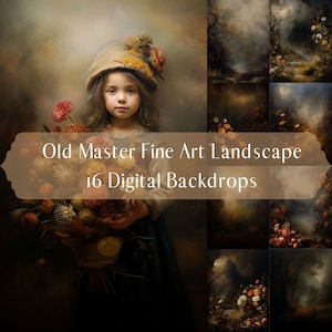 Old Meister Fine Art Landschaft Digitale Kulissen, Photoshop Textur-Overlays, Gemalte Blumen Kulisse, Porträt Fotografie Digitaler Hintergrund