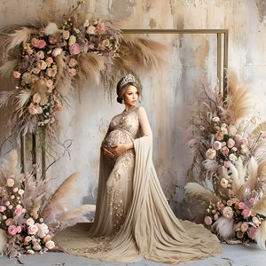 Cream Boho Blooms Digital Backdrops of Rustic Rooms Adorned With Floral ...