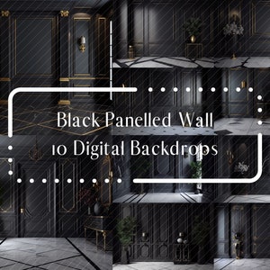10 Black Panelled Wall Digital Backdrops, Maternity Digital Background, Studio Backdrops, Photography Digital Background, Photoshop Overlays
