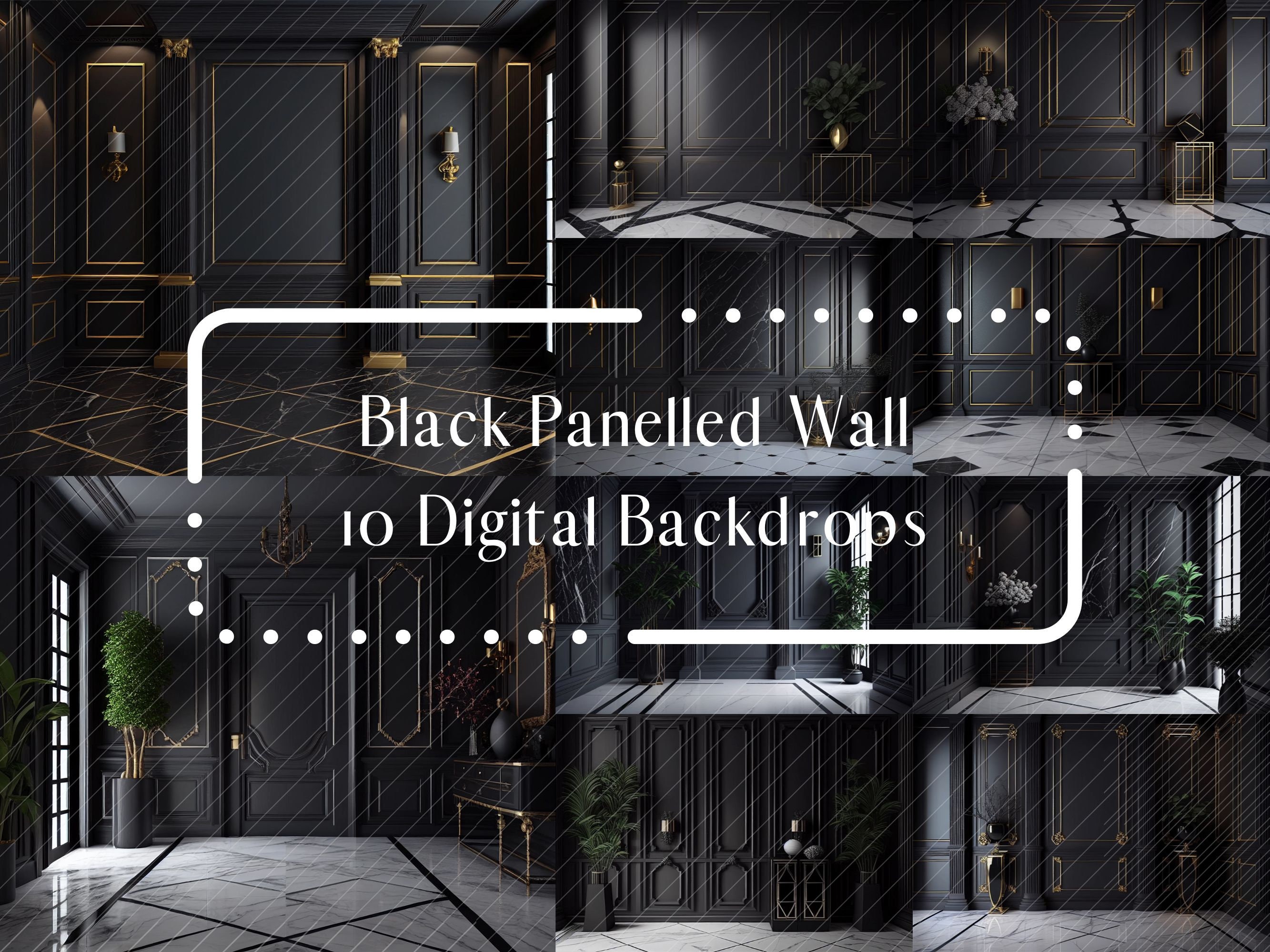 10 Black Panelled Wall Digital Backdrops, Maternity Digital Background, Studio Backdrops, Photography Digital Background, Photoshop Overlays