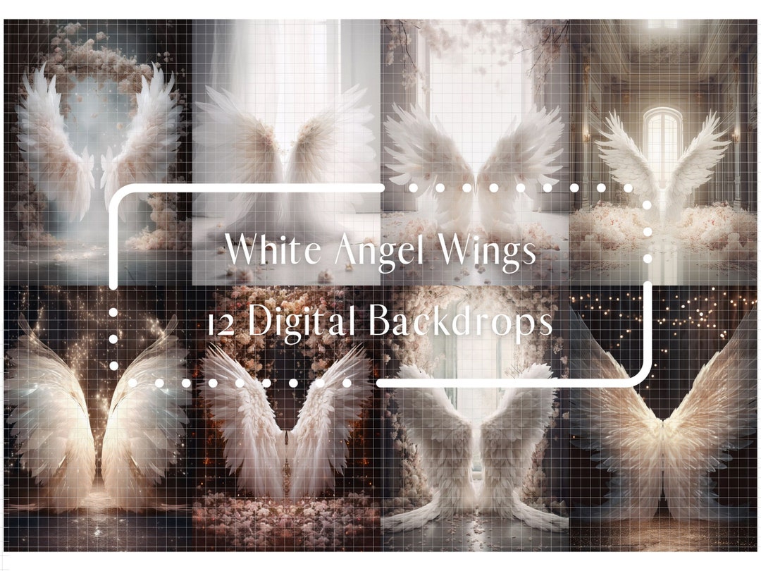 12 Digital Backdrops Angel Wings White, Maternity Background Overlays ...