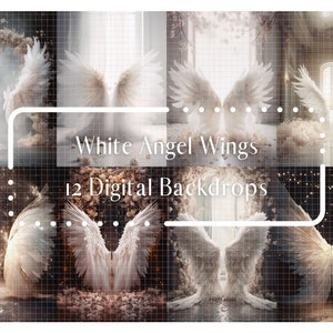 12 digitale Kulissen Engelsflügel weiß, Mutterschaft Hintergrund Overlays, Studio Kulissen, Photoshop Fine Art Texturen, Portraitfotografie