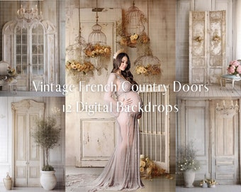 12 Vintage Beige Doors Digital Backdrops, Photoshop Overlays, Maternity Backdrop Overlays, Photography Digital Background, Studio Backdrops