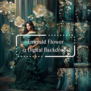 Toiles de fond numériques de fleur d’émeraude, superpositions numériques de portrait de mariage de maternité, fond numérique de photographie de studio, superpositions Photoshop
