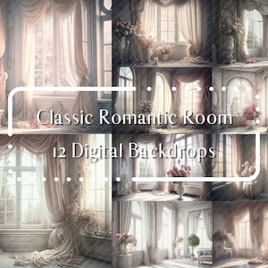 12 klassische romantische Zimmer digitale Kulissen, Mutterschaft Boudoir digitale Kulisse, Photoshop Overlays, Studio Fotografie digitaler Hintergrund