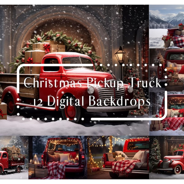 Christmas Truck Digital Backdrop - Etsy