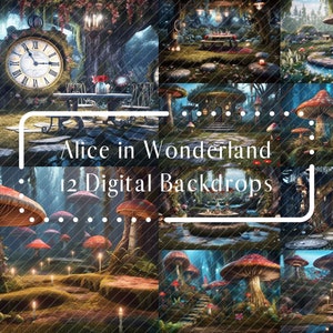 Alice in Wonderland Digital Backdrops for Composite Photography, Enchanted Studio Backdrop,Photography Digital Background,Photoshop overlays