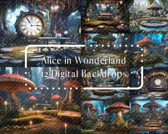 Alice in Wonderland Digital Backdrops for Composite Photography, Enchanted Studio Backdrop,Photography Digital Background,Photoshop overlays
