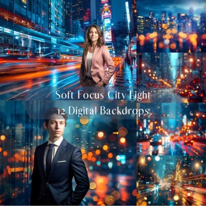 Soft Focus City Lights Digital Backdrops, Professional Headshot Overlays, Personal Branding Background, Business Portrait,Photoshop Overlays