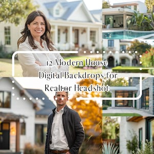 Modern House Digital Backdrops for Realtor Headshot Personal Branding Photos,Blurred Soft Focus Background,Business Portrait Digital Overlay