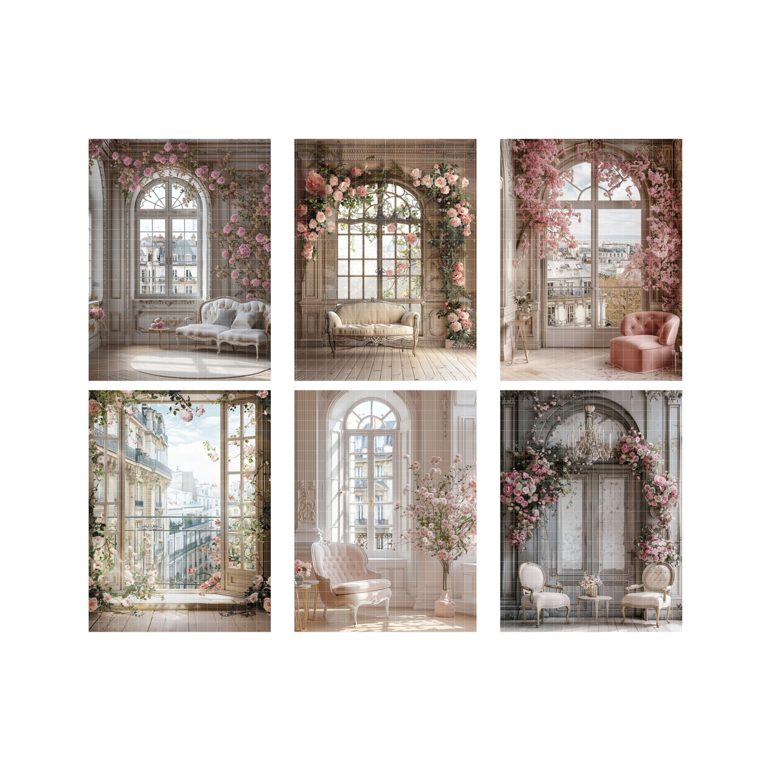 Chic Romantic Parisian Window Digital Backdrops, Wedding Portrait ...