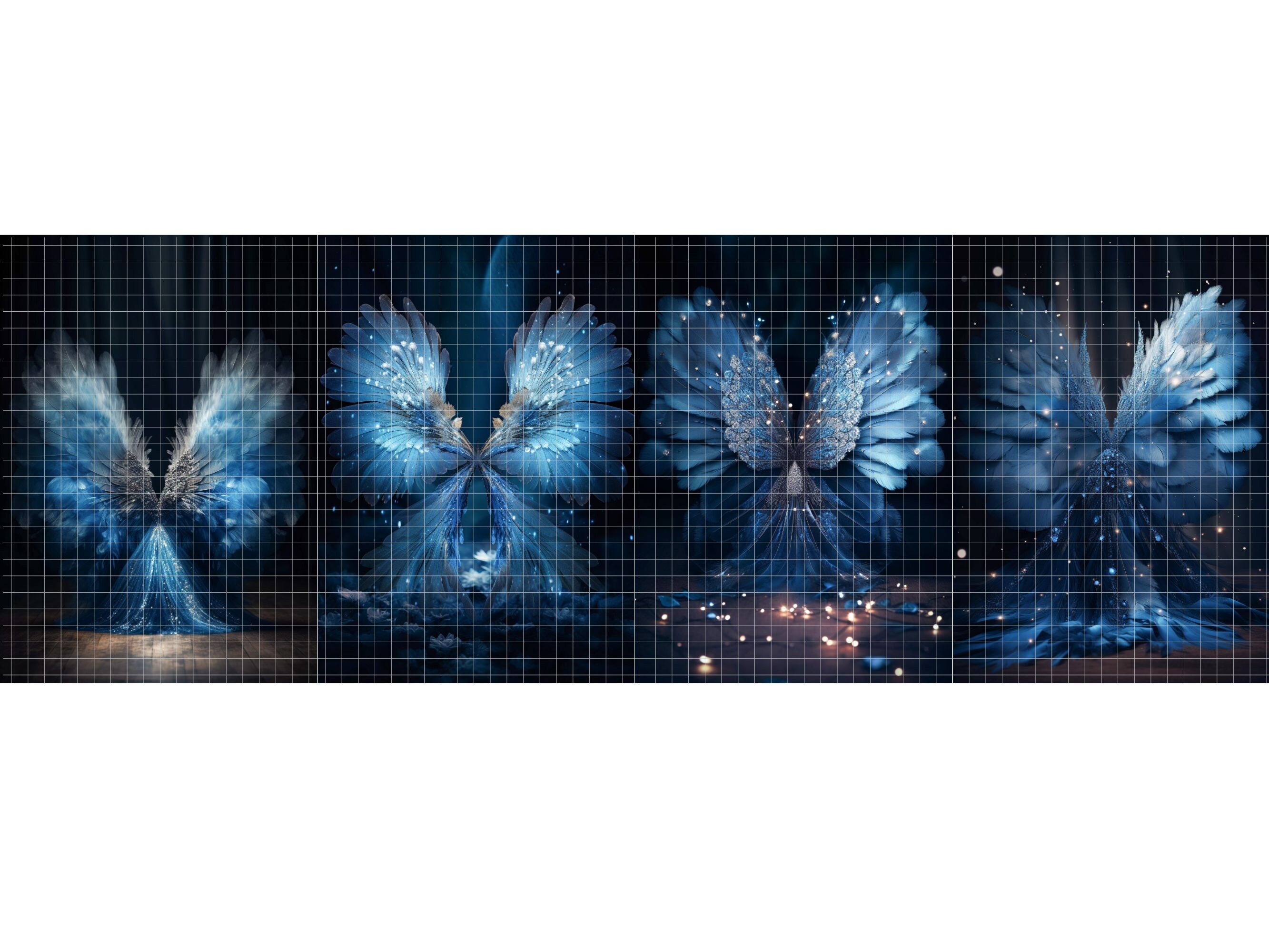 10 Blue Angel Wings Digital Backdrops, Maternity Backdrop Overlays ...