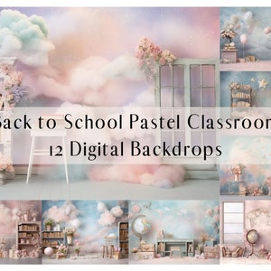 Pastel Classroom Digital Backdrops, Composite Photography Overlays, Photoshop overlays, Studio Digital Background Children Photo Shoot