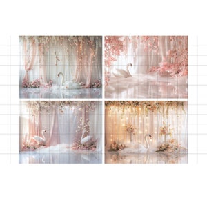 Menu Backdrop Swan Romantic Swan Floral Room Digital Backdrops, Maternity Wedding Portrait ...