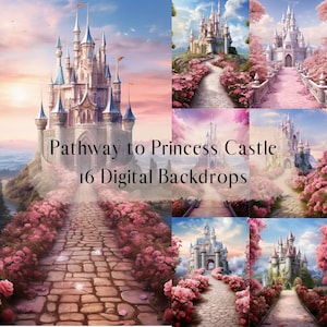 Princess Castle Pathway Digital Backdrops for Portrait Composite, Maternity Overlay,Studio Photography Digital Background,Photoshop overlays
