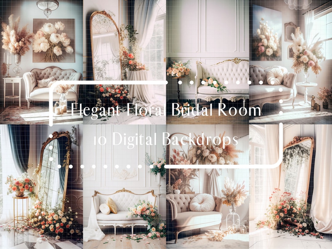 10 Elegant Bridal Room Digital Backdrops, Photoshop Overlays, Bridal ...