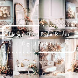 10 Elegant Bridal Room Digital Backdrops, Photoshop Overlays, Bridal Portrait Backdrops, Maternity Backdrops, Photography Digital Background