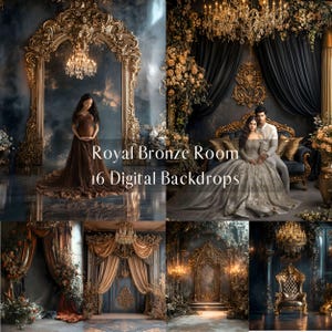 Royal Bronze Luxury Room Digital Backdrops, Maternity Family Wedding Backdrop, Photoshop Overlays, Studio Portrait Photography Backdrop