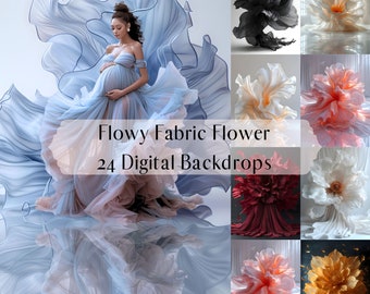 Flowy Fabric Flower Digital Backdrops, Maternity Background, Portrait Studio Photography Digital Background,Photoshop Overlays,Photo Editing