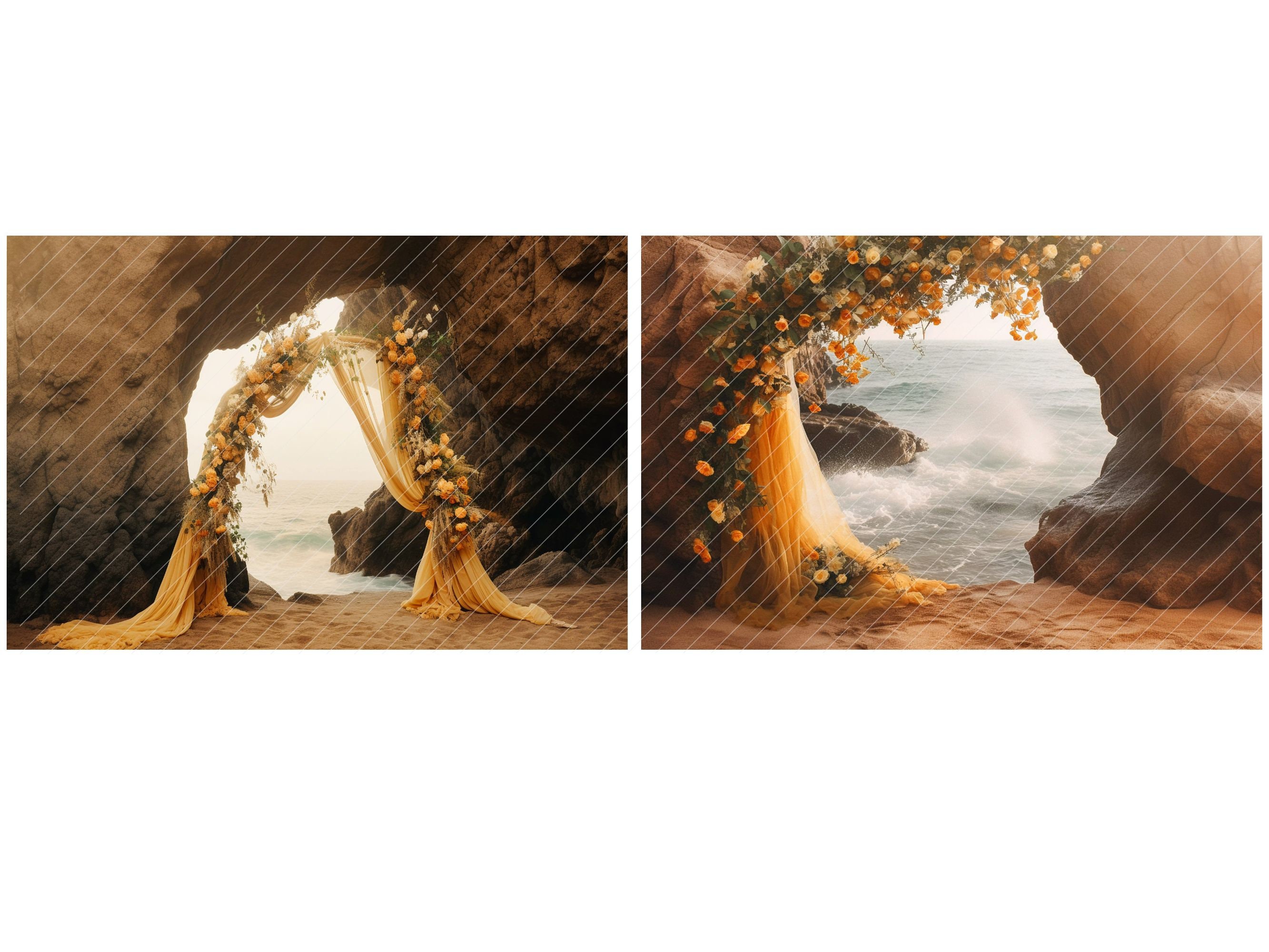 Beach Cliff Floral Arch Digital Backdropsmaternity Wedding - Etsy