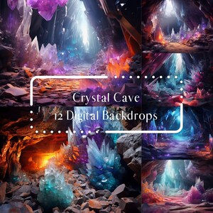 Crystal Cave Fantasy Digital Backdrops for Portrait Composite, Maternity Overlay, Studio Photography Digital Background, Photoshop overlays