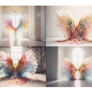Pastel Rainbow Angel Wings Digital Backdrops, Maternity Backdrop ...