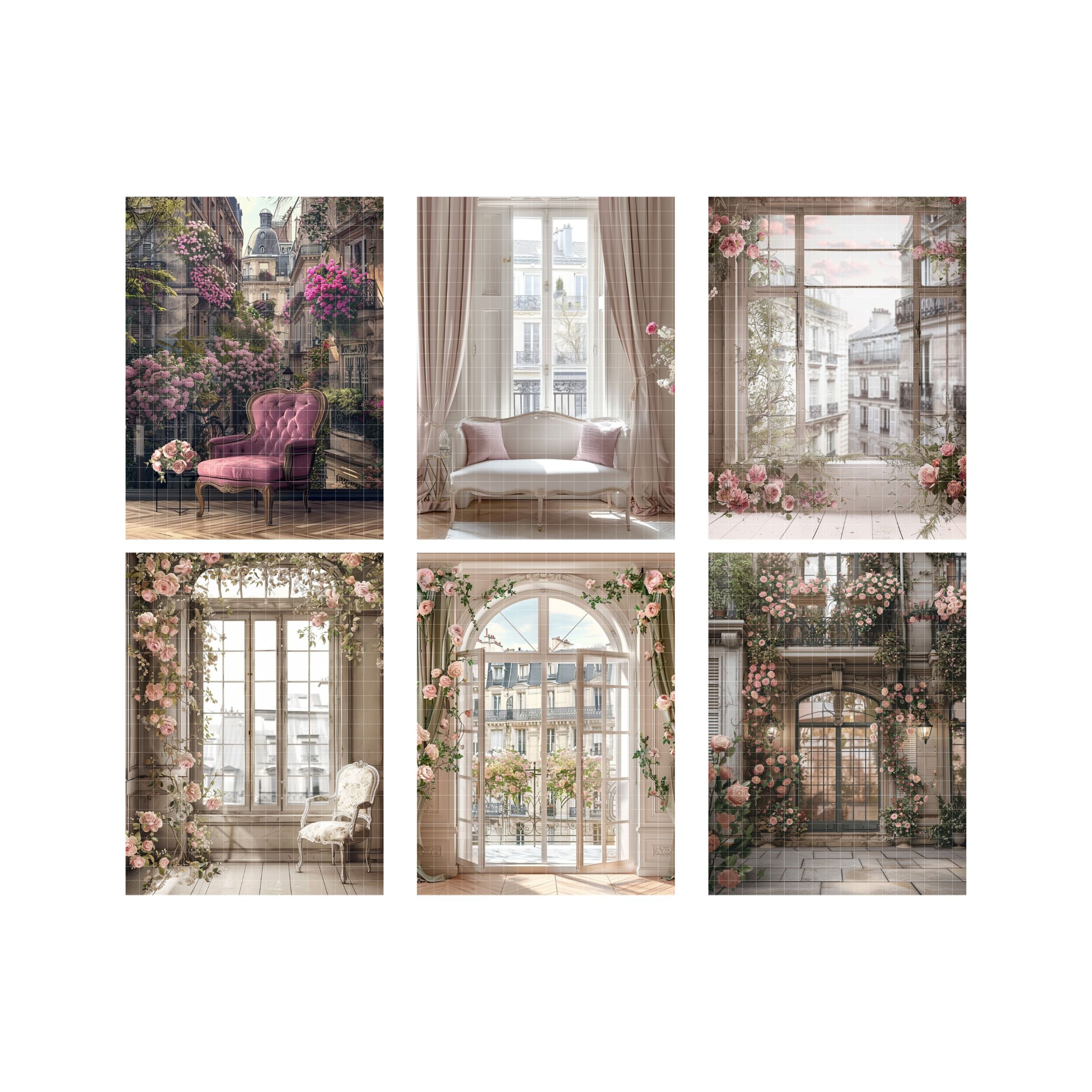 Chic Romantic Parisian Window Digital Backdrops, Wedding Portrait ...