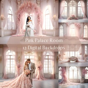 Pink Palace Room Digital Backdrops, Maternity Wedding Portrait Digital Overlays, Studio Photography Digital Background, Photoshop Overlays