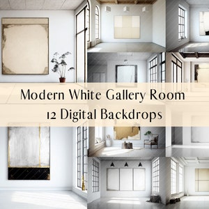 12 moderne weiße Galerieraum digitale Kulissen, Mutterschaft Digitaler Hintergrund, Photoshop Overlays, Studio Fotografie Digitaler Hintergrund