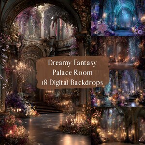 Dreamy Fantasy Palace Room Backdrops for Composite Photography, Enchanted Studio Backdrop, Maternity Digital Background, Photoshop overlays