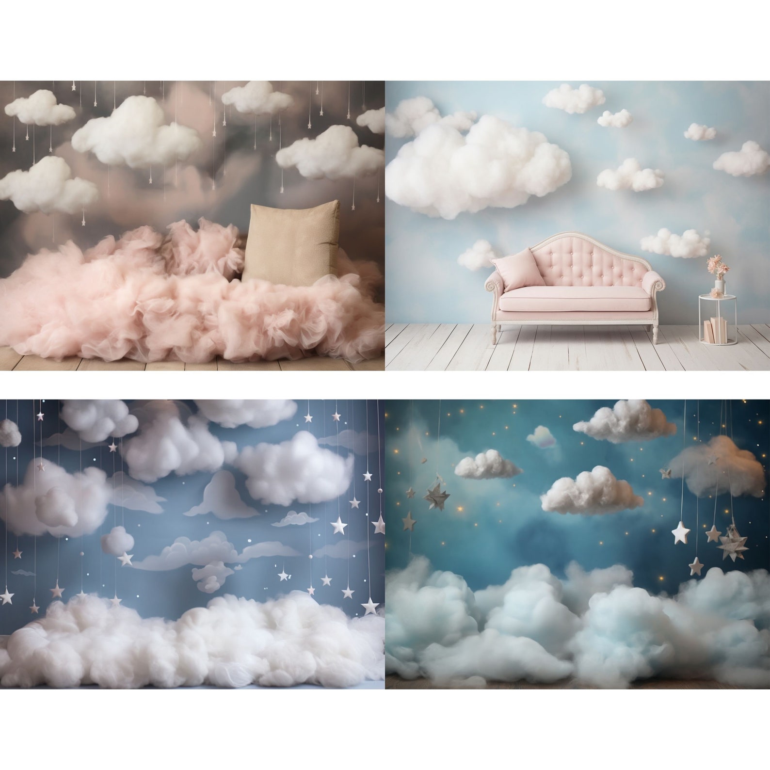 Dreamy Clouds Digital Backdrops, Portrait Maternity Composite Photo ...