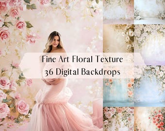 Digitala bakgrunder med blommig textur, kompositfoton för gravida och porträtt, digital bakgrund för studiofotografering, Photoshop-överlägg