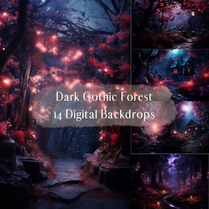 Halloween Dark Gothic Forest Digital Backdrops, Composite Portrait Overlays, Enchanted Photography Digital Background, Photoshop Overlays