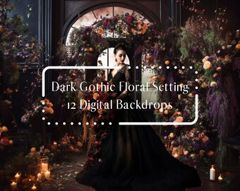 Digital Backdrops Dark Gothic Floral Setting, Maternity Portrait Digital Overlays, Photoshop Overlay, Wedding Photography Digital Background