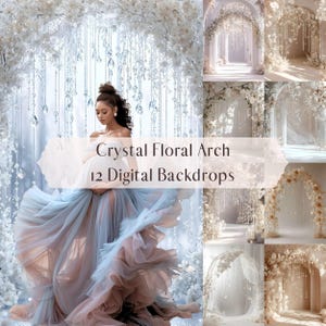 Crystal Flower Arch Digital Backdrops, Maternity Portrait Digital Overlays, Studio Photography Digital Background, Photoshop Overlays