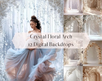 Crystal Flower Arch digitale achtergronden, zwangerschapsportret digitale overlays, digitale achtergrond studiofotografie, Photoshop-overlays