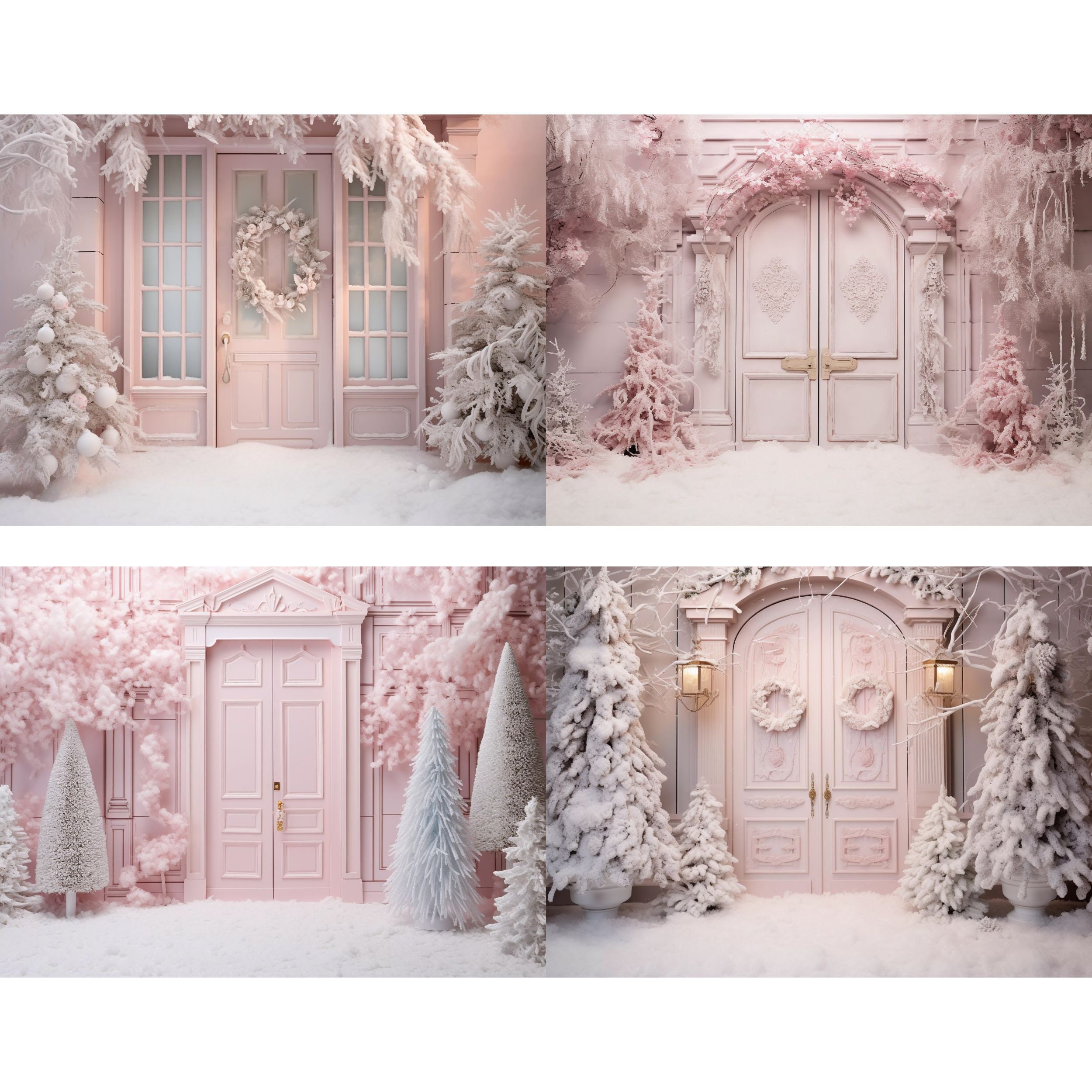Cozy Pink Christmas Digital Backdrops, Composite Backdrops Holiday ...