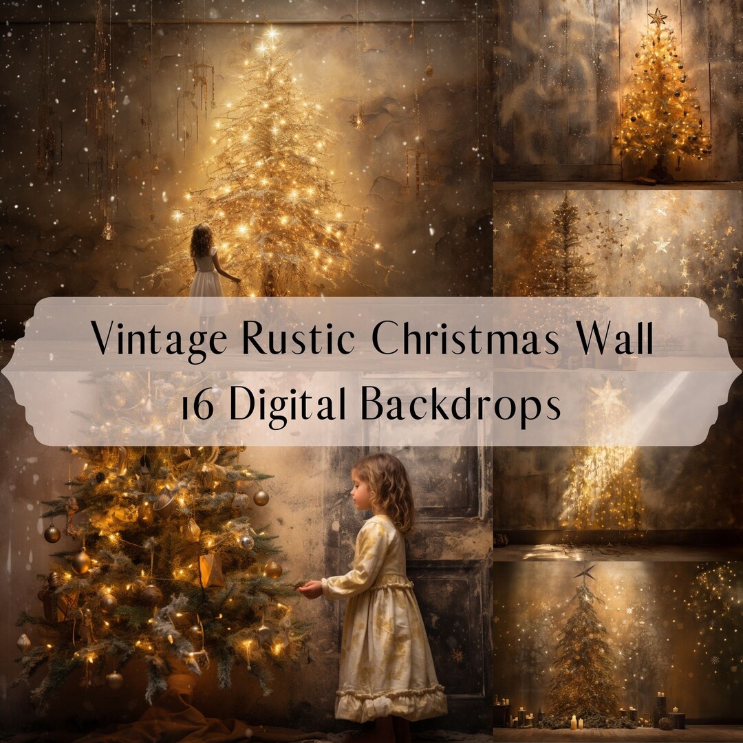 Fine Art Rustic Christmas Digital Backdrops Bundle, Composite ...