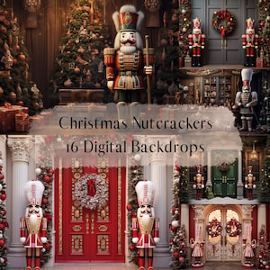 Kerst Notenkrakers Digitale Achtergronden, Studio Achtergronden Vakantie Winter, Photoshop overlays, Familie Kinderfotografie Digitale Achtergrond
