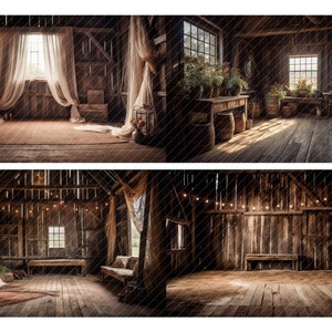 12 Rustic Barn Room Digital Backdrops, Maternity Family Portrait ...