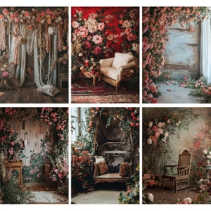 Bold Boho Floral Digital Backdrops,wedding Family Maternity Photography ...