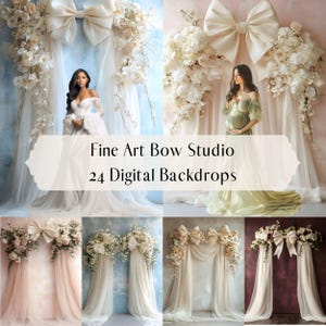 Fine Art Bow Floral Studio Digital Backdrops, Maternity Background, Portrait Photography Digital Background,Photoshop Overlays,Photo Editing