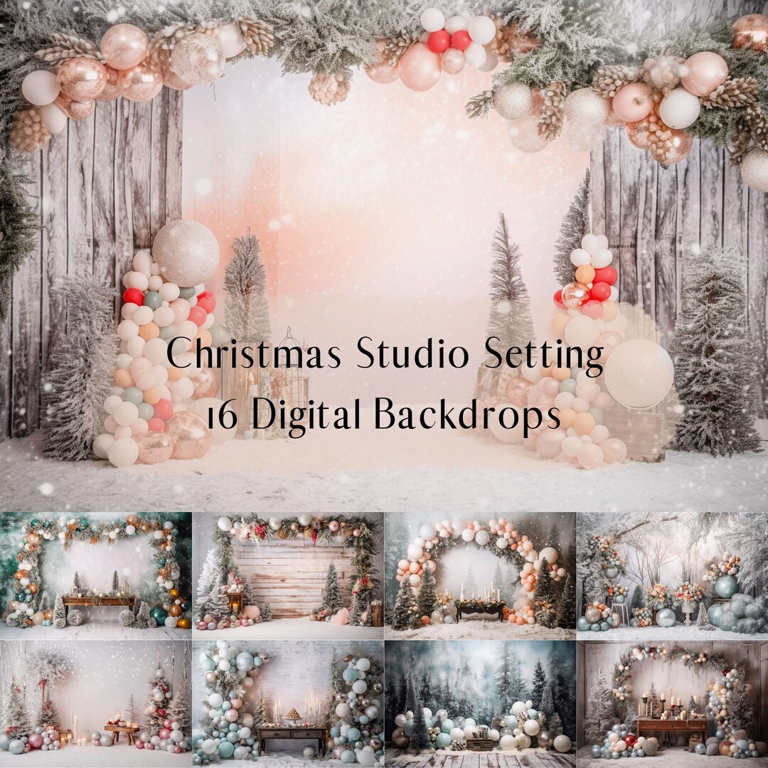 16 Christmas Digital Backdrops, Studio Backdrops Holiday Winter ...