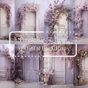 12 Purple Rustic Door Digital Backdrops, Photoshop Overlays, Maternity Backdrop Overlays, Photography Digital Background, Studio Backdrops